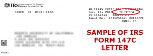 Example of IRS Form 147 c Letter