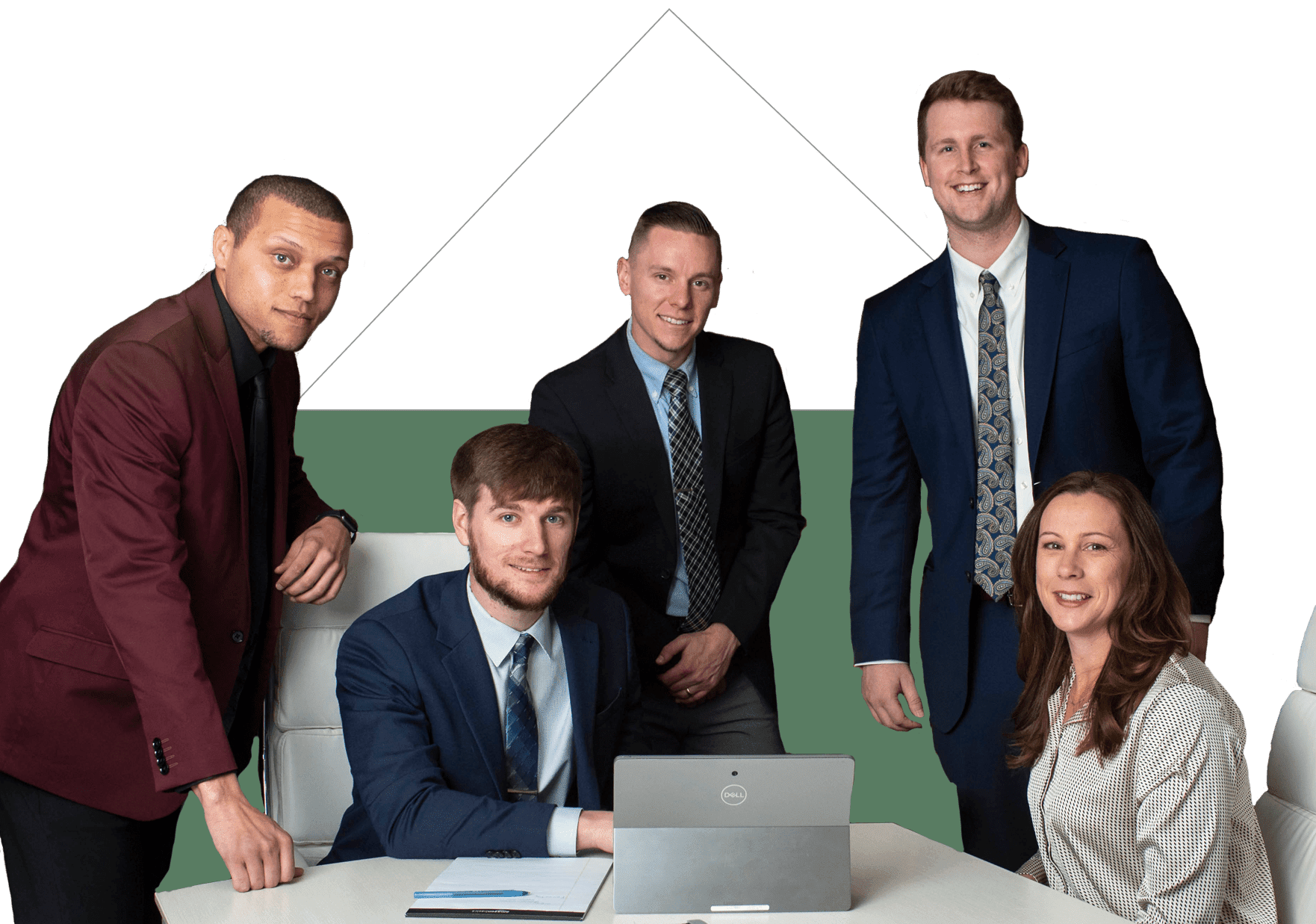 a team of five professionals