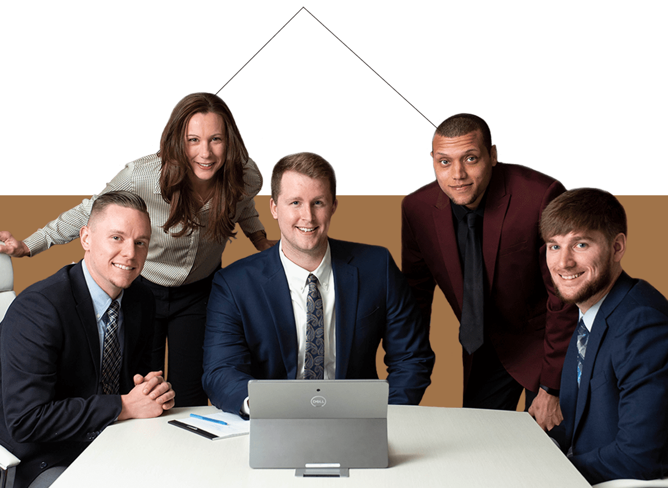 five professionals at a table