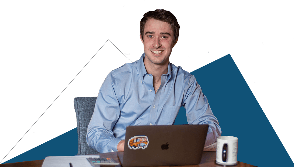 a tax relief professional at his laptop computer.