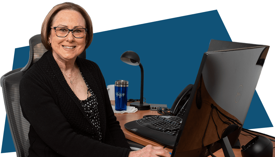 a professional at her desk