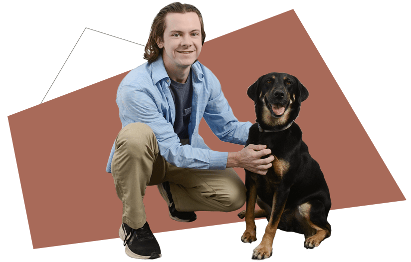 a marketer with his dog