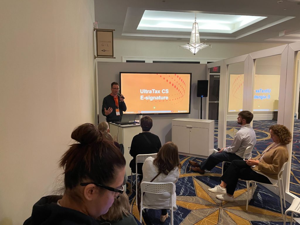 tax professionals attend a small workshop at Synergy 2022 Thomson Reuters